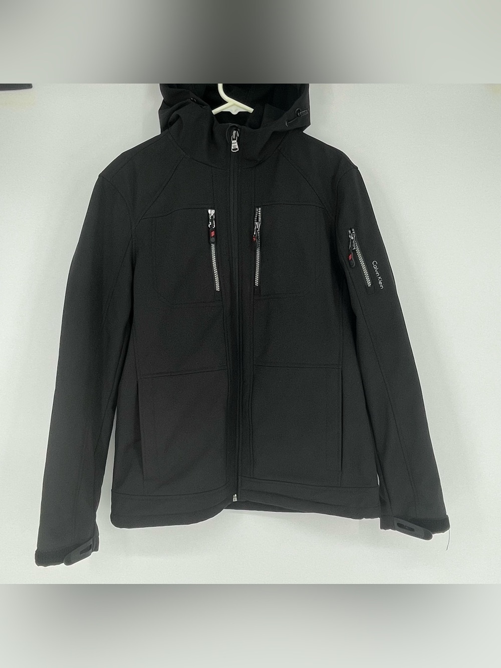 Calvin Klein Hooded Jacket Black water resistant wind protection